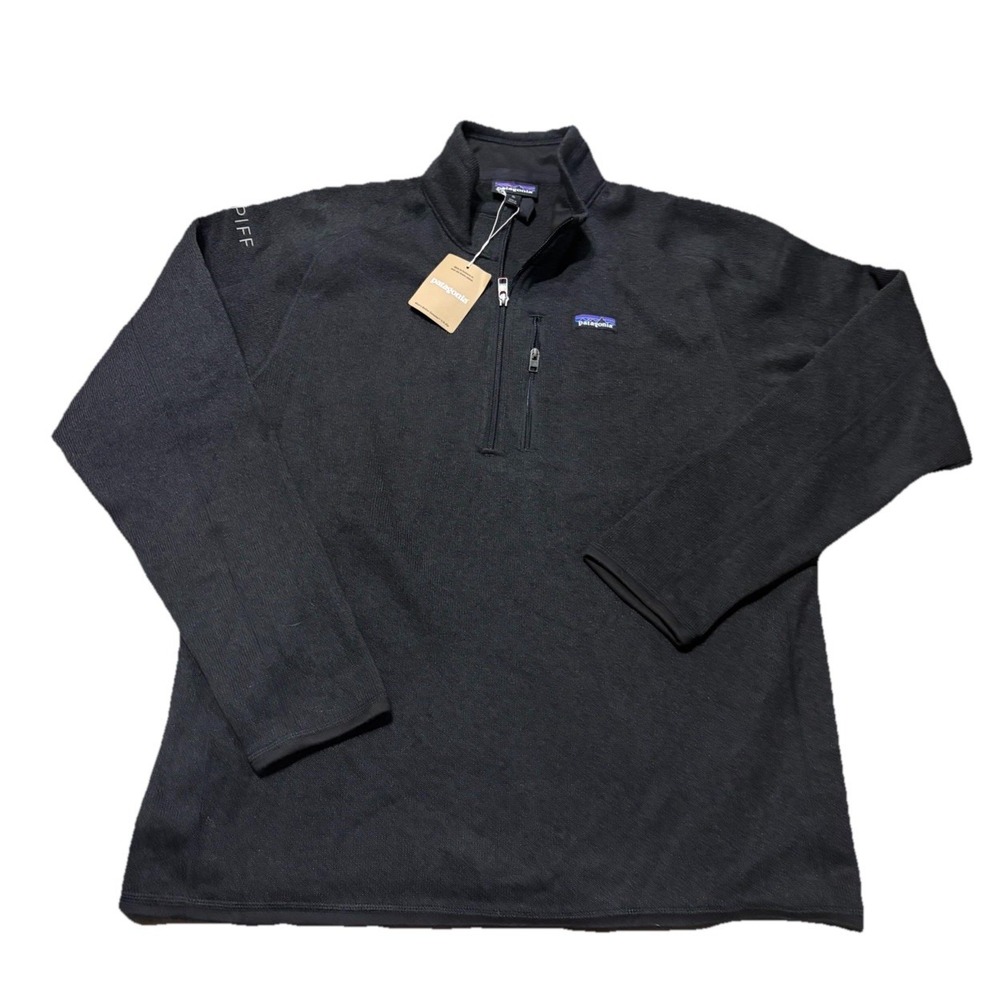 NWT Patagonia Mens XL Better Sweater Quarter Zip Black Logo Outdoor Fleece
